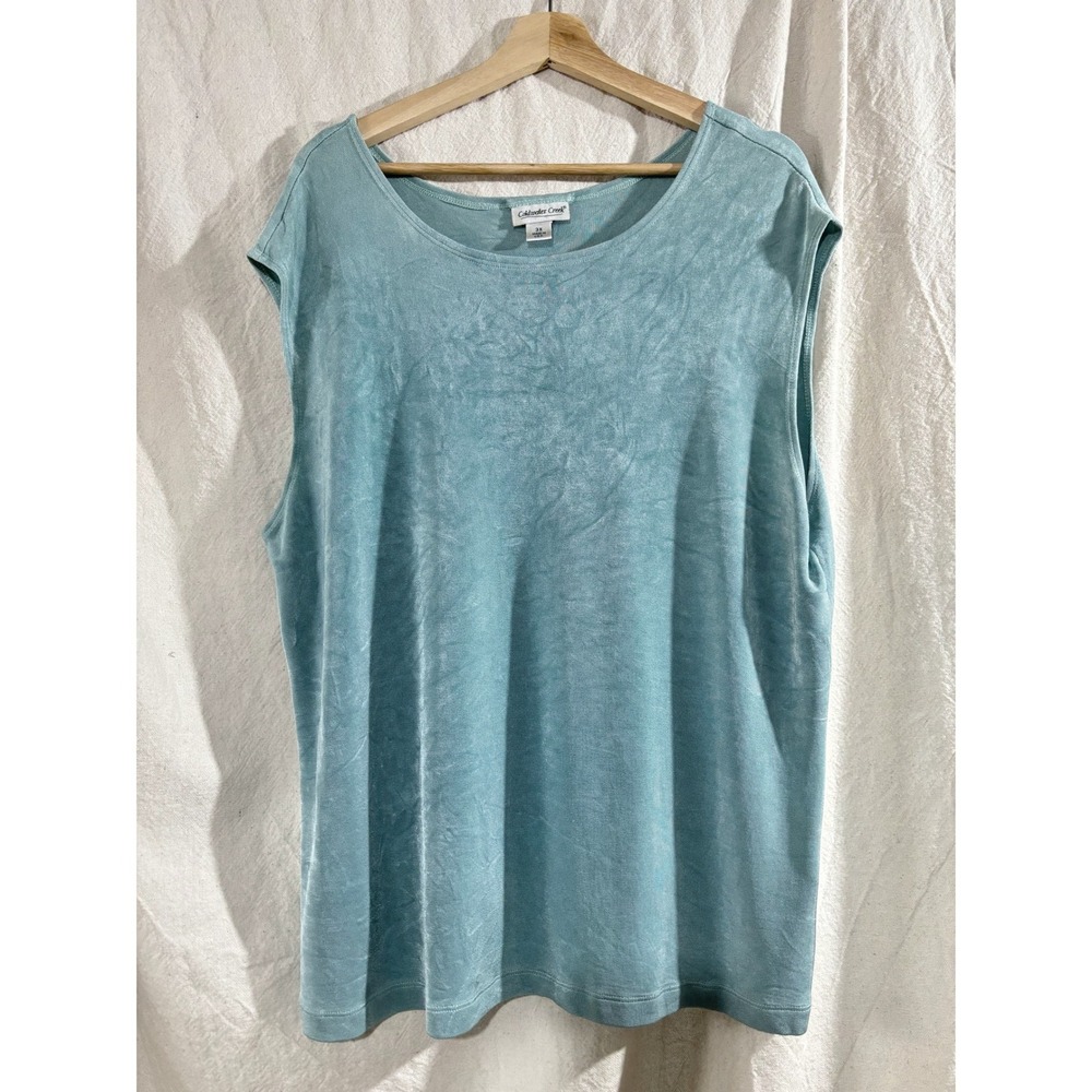 Coldwater Creek Womens 3X Light Blue Liquid Knit Sleeveless Scoop Neck Tank Top